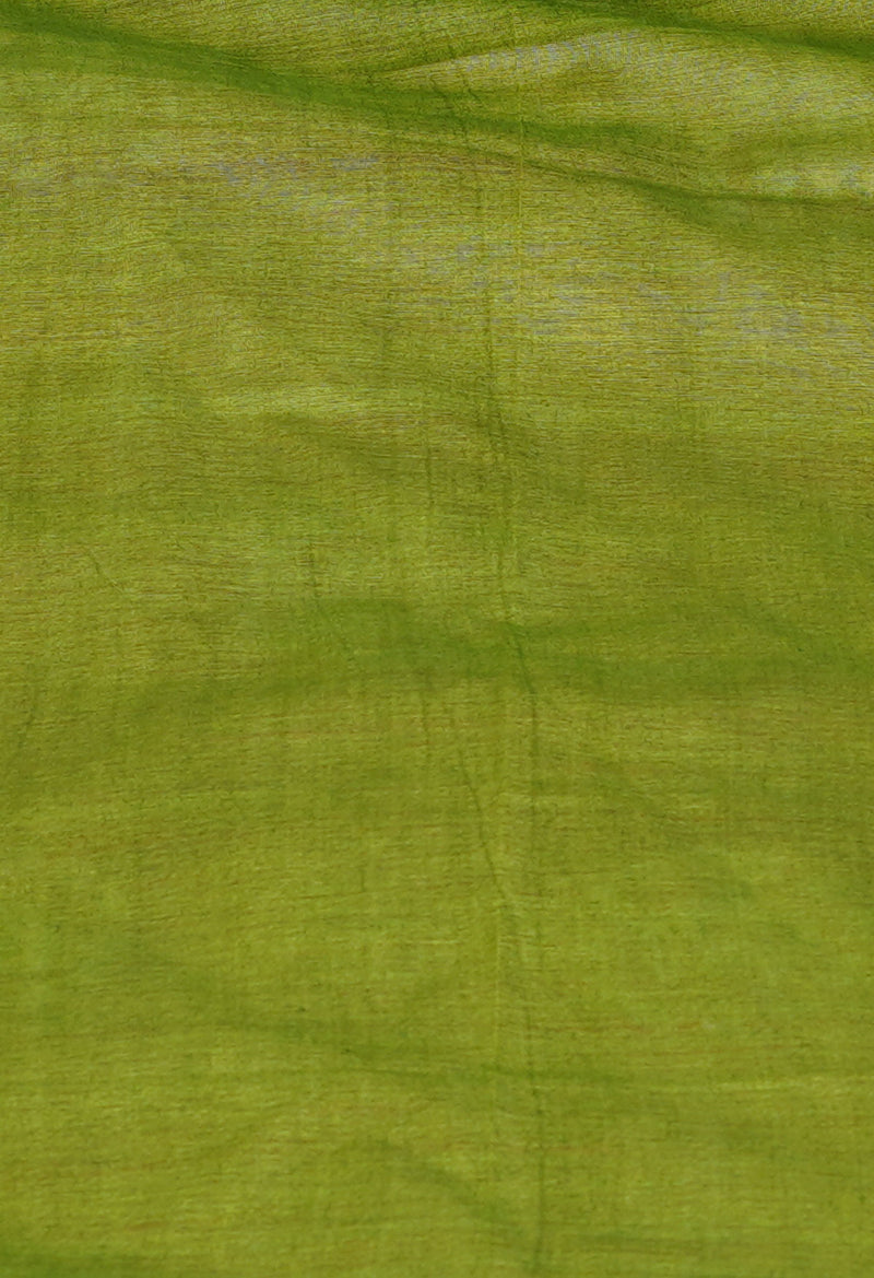 Pink-Olive Green Pure  Batik Printed Chanderi Sico Saree-UNM74770