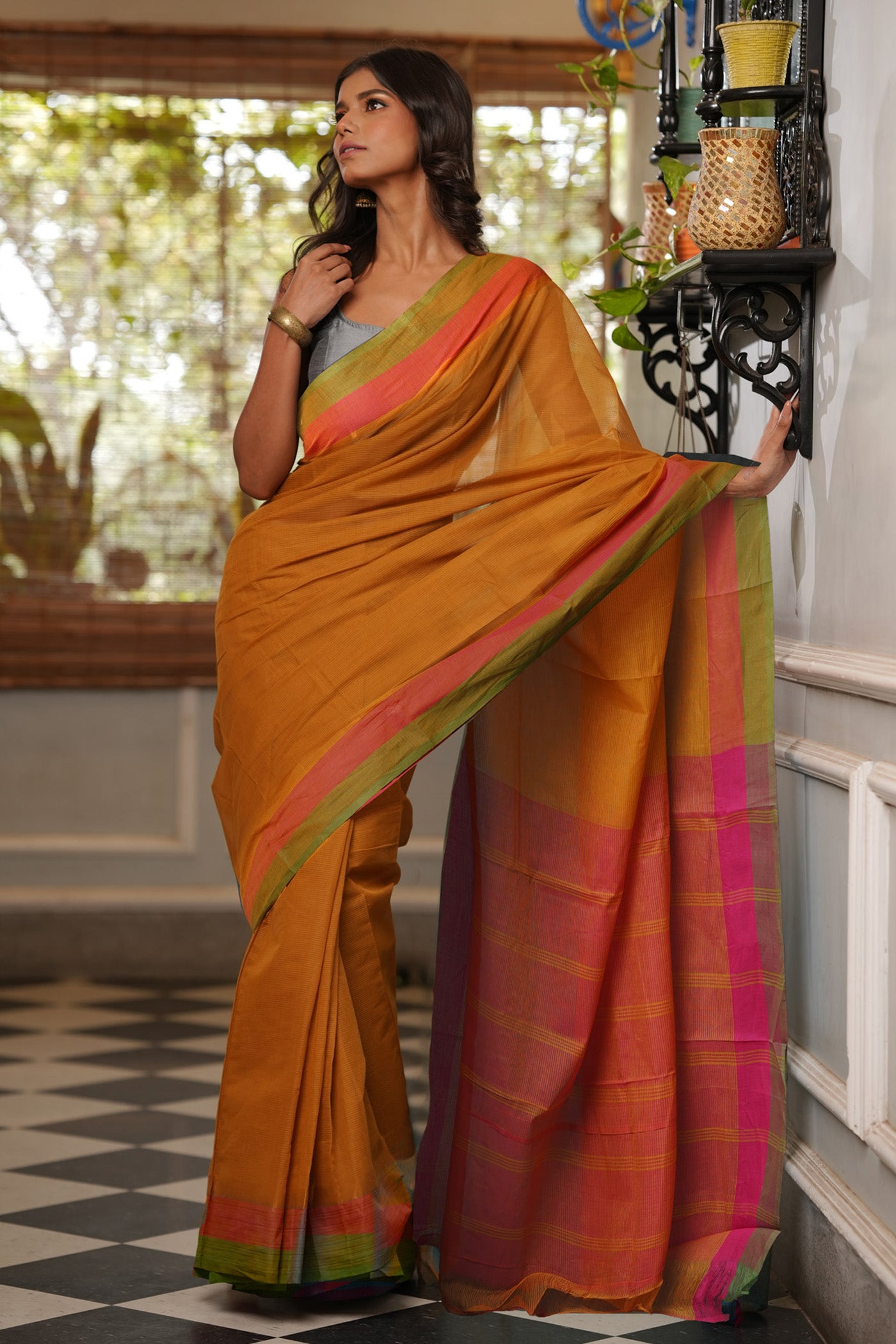 Mustard Yellow Pure Mangalgiri Cotton Saree-UNM74831