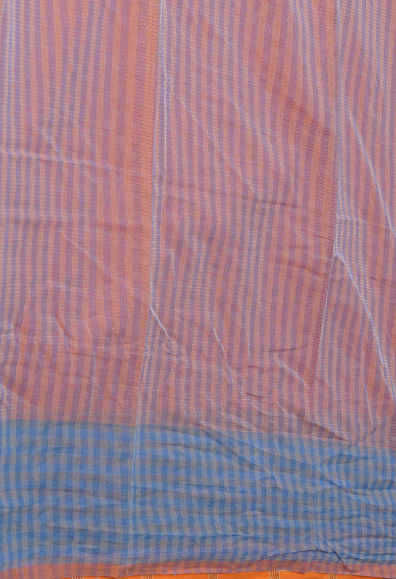 Coral Orange Pure  Mangalgiri Cotton Saree-UNM74833