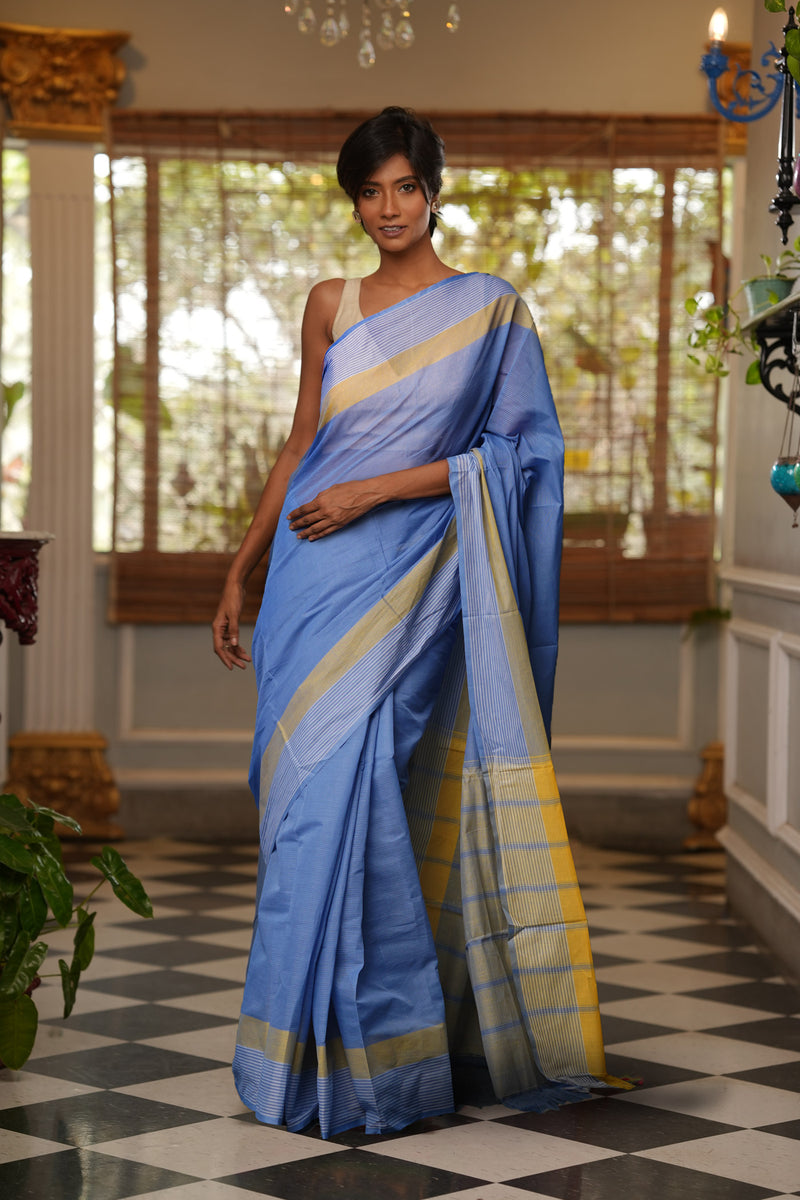 Blue Pure  Mangalgiri Cotton Saree-UNM74844