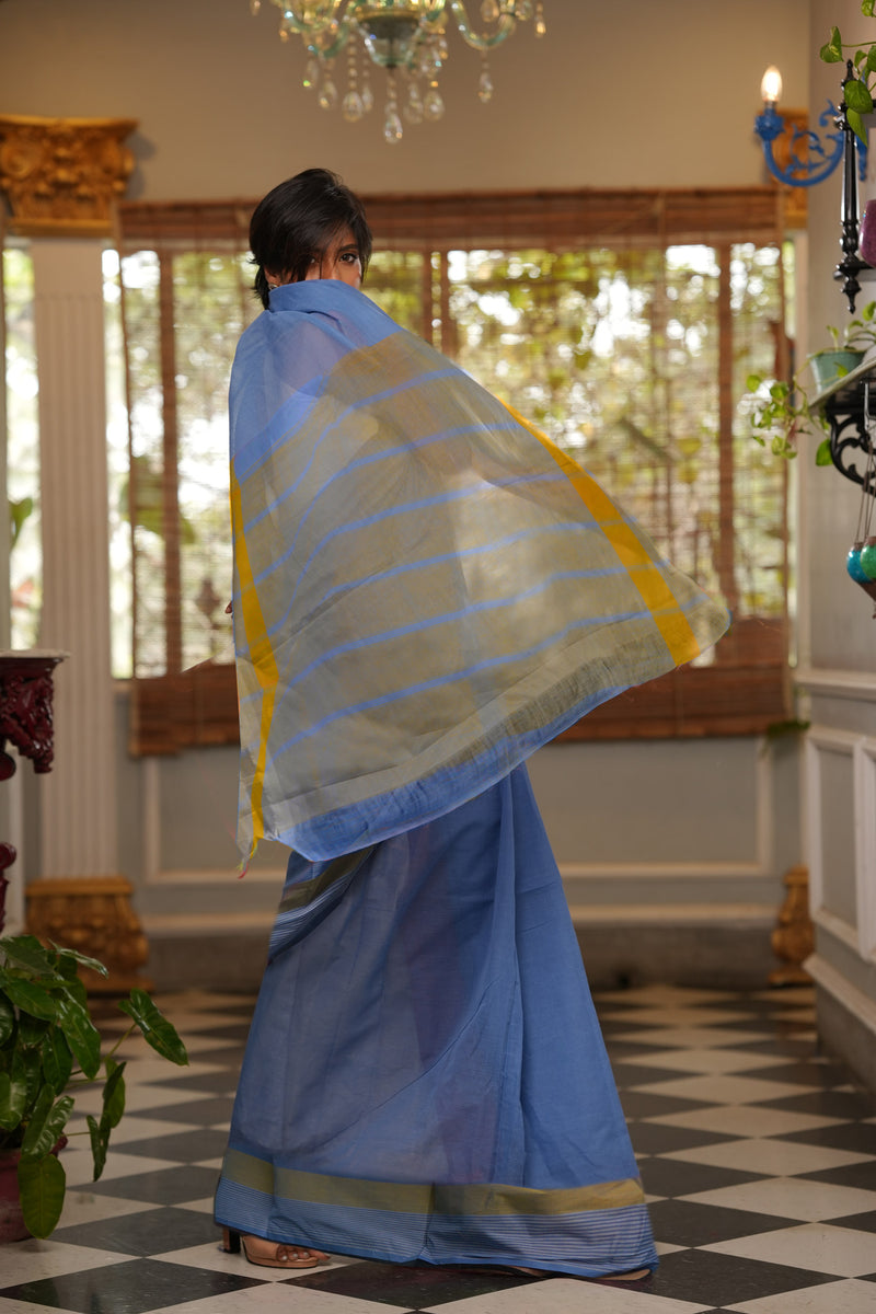 Blue Pure  Mangalgiri Cotton Saree-UNM74844
