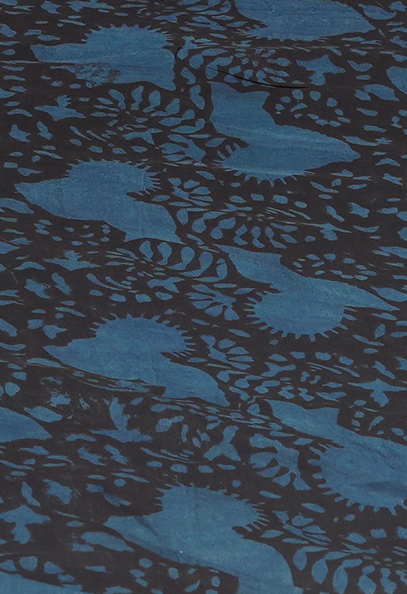 Blue  Ajrakh Hand Block Printed Chanderi Silk Saree-UNM74869