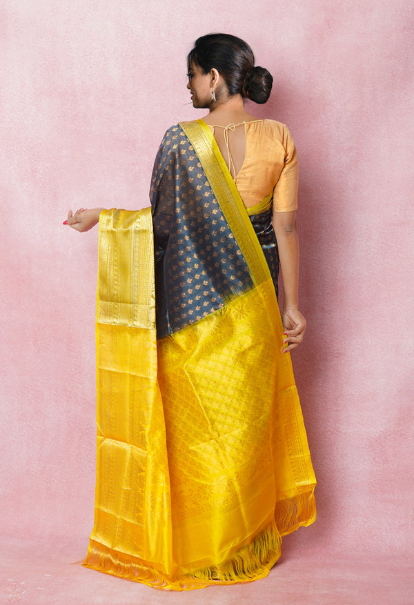 Dark Green Pure Handloom Assam Silk Saree-UNM74888
