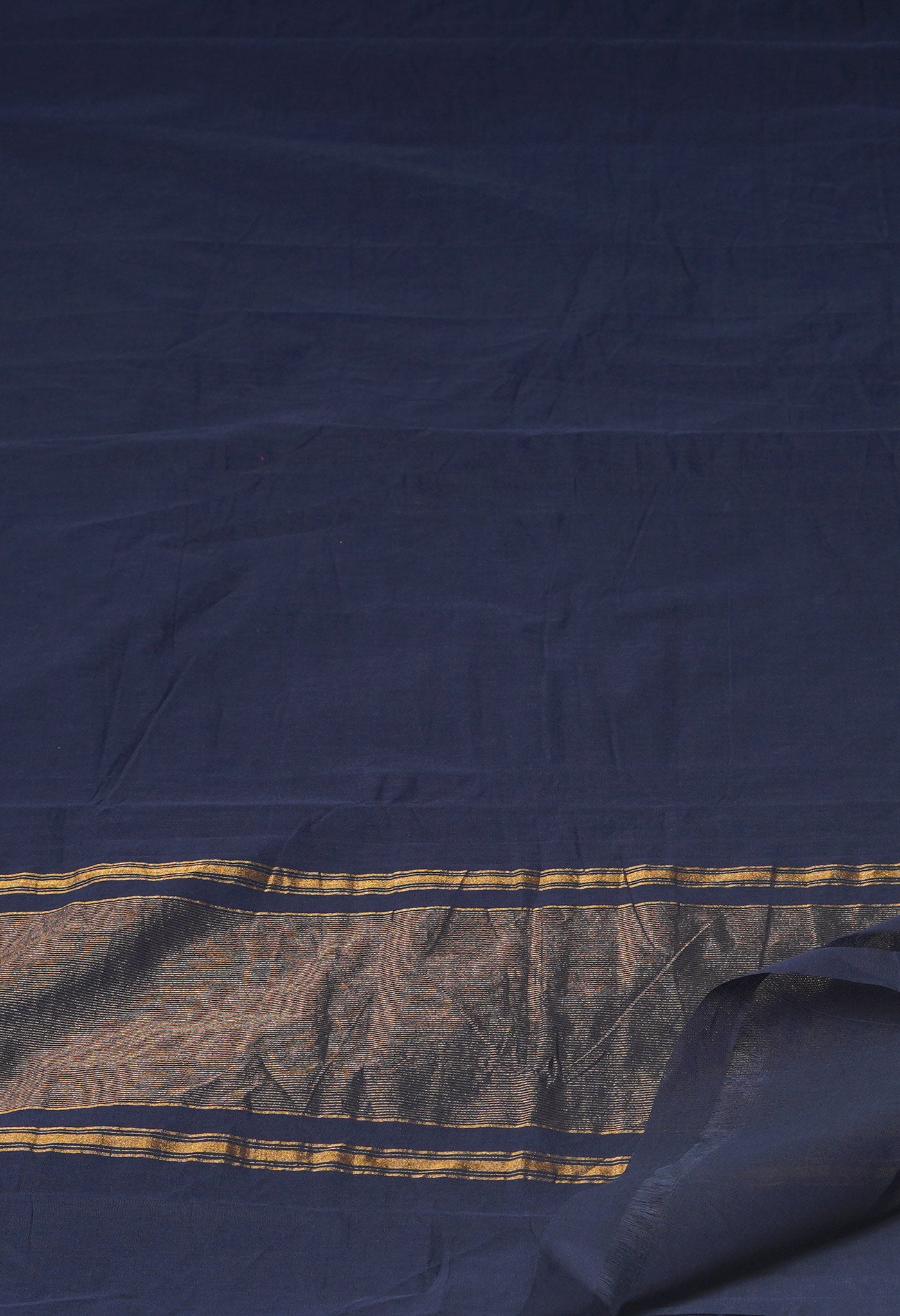 Navy Blue Pure Handloom Mangalagiri With Nizam Border Cotton Saree