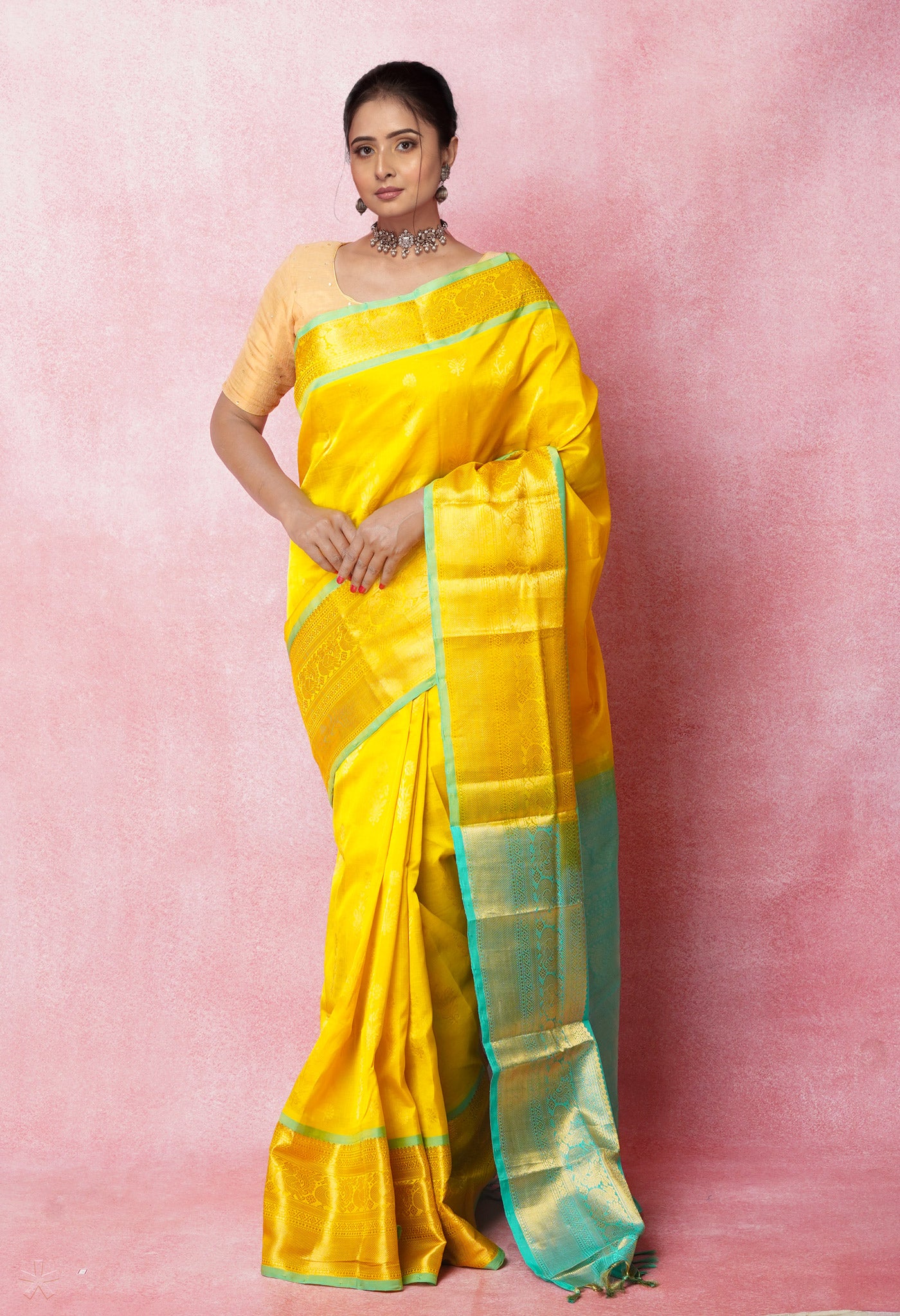 Yellow Pure Handloom Assam Silk Saree-UNM74931