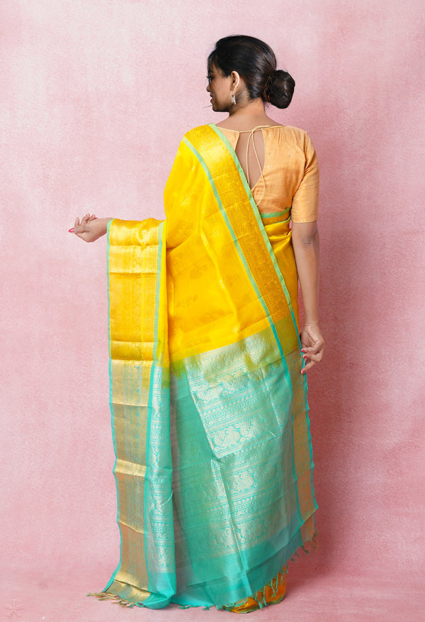 Yellow Pure Handloom Assam Silk Saree-UNM74931
