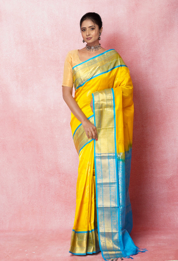 Yellow Pure Handloom Assam Silk Saree-UNM74934