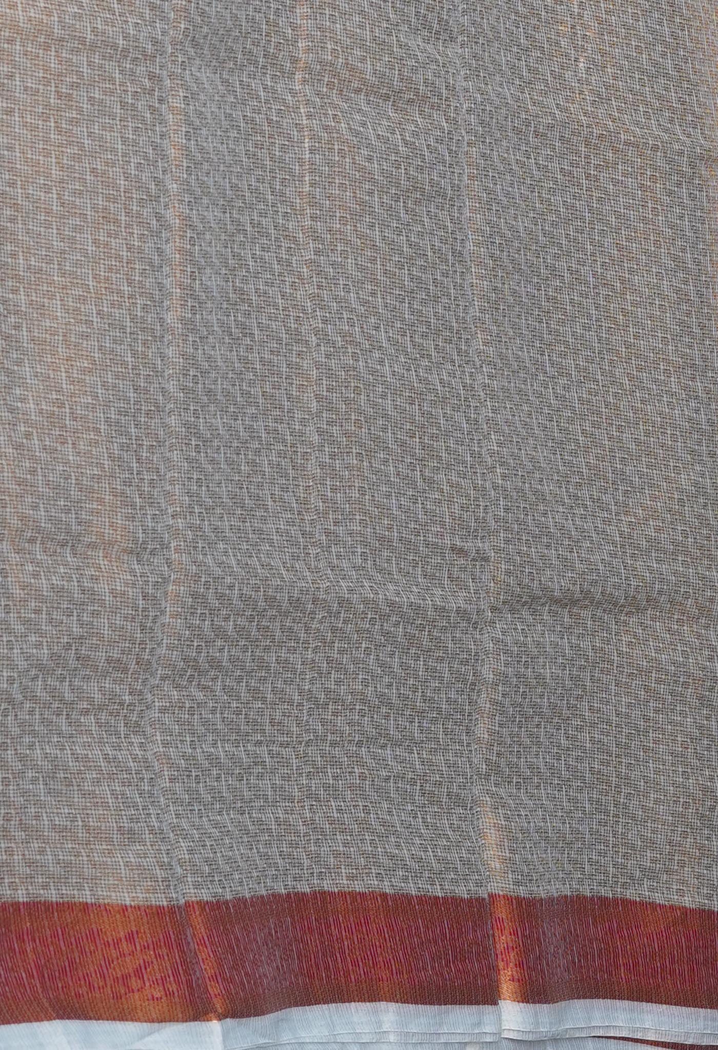 Grey Pure Banarasi Kota Cotton Saree