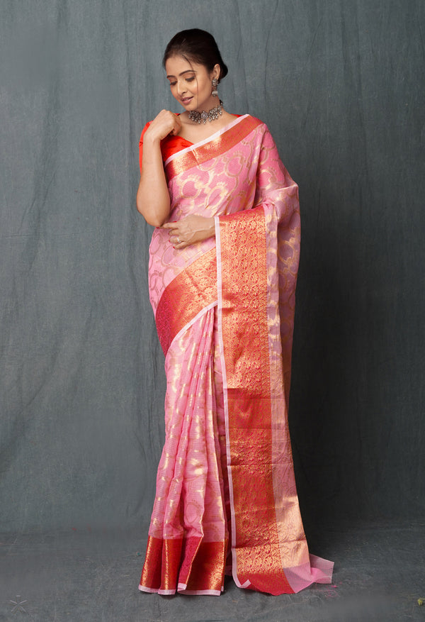 Baby Pink Pure  Banarasi Kota Cotton Saree-UNM74977
