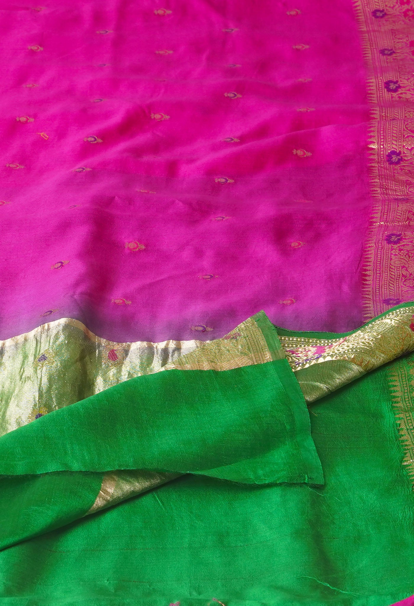 Pink Pure  Dyed Banarasi Chiniya Silk Saree-UNM75006