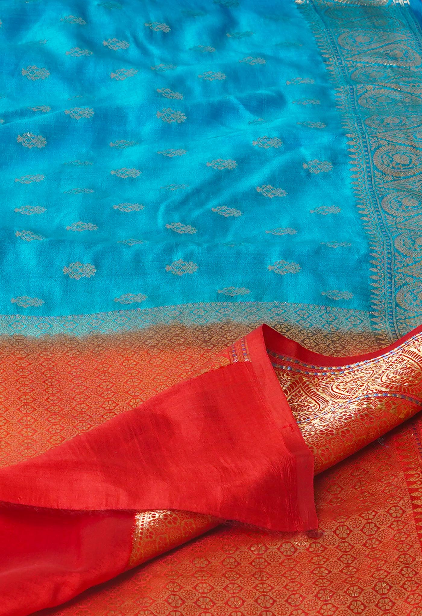Blue Pure  Dyed Banarasi Chiniya Silk Saree-UNM75012
