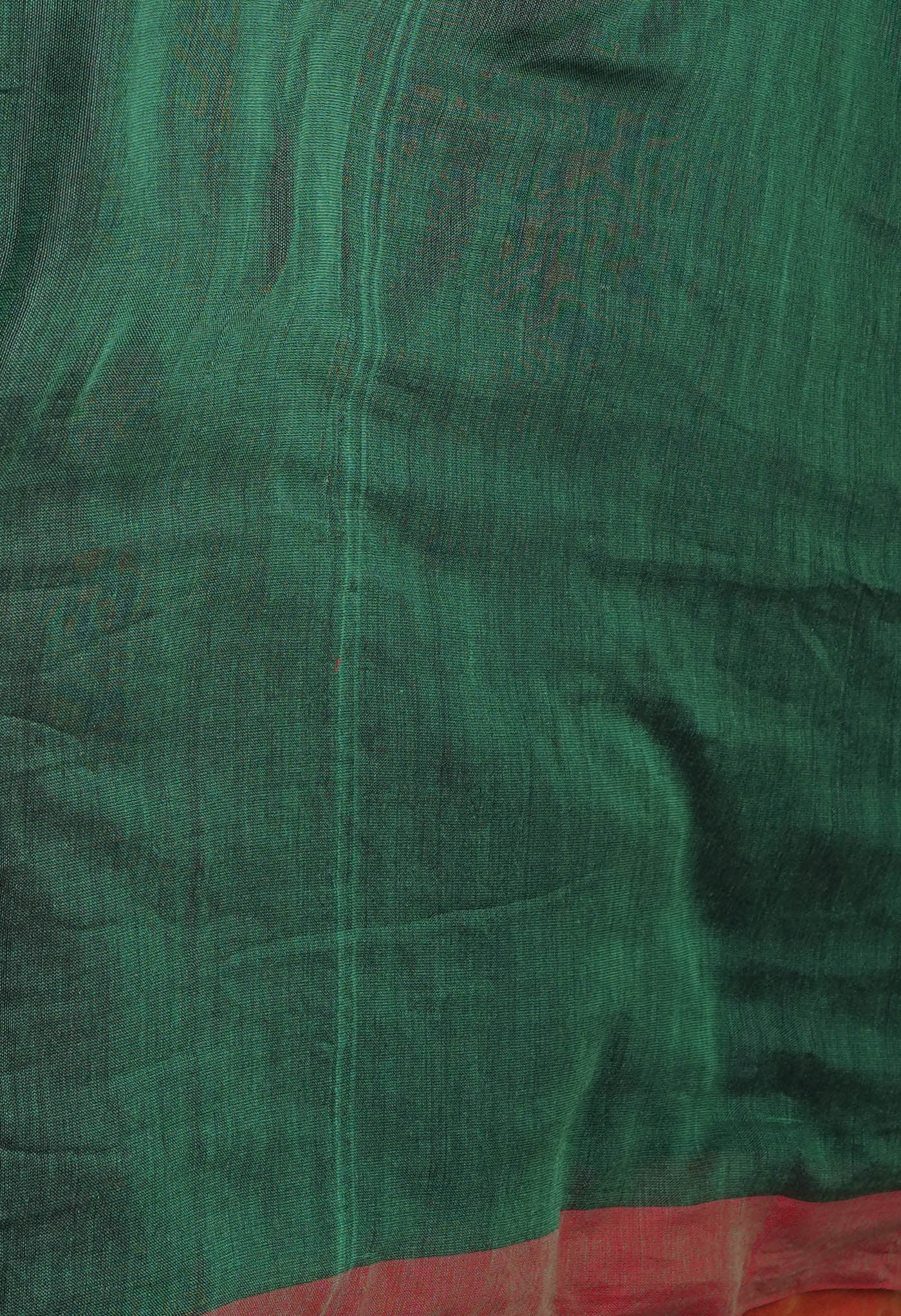 Green Pure Plain Cotton Linen Saree