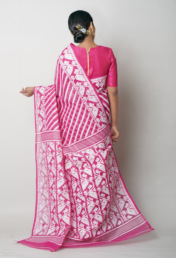 Pink Pure  Jamdhani Bengal Cotton Saree-UNM75199