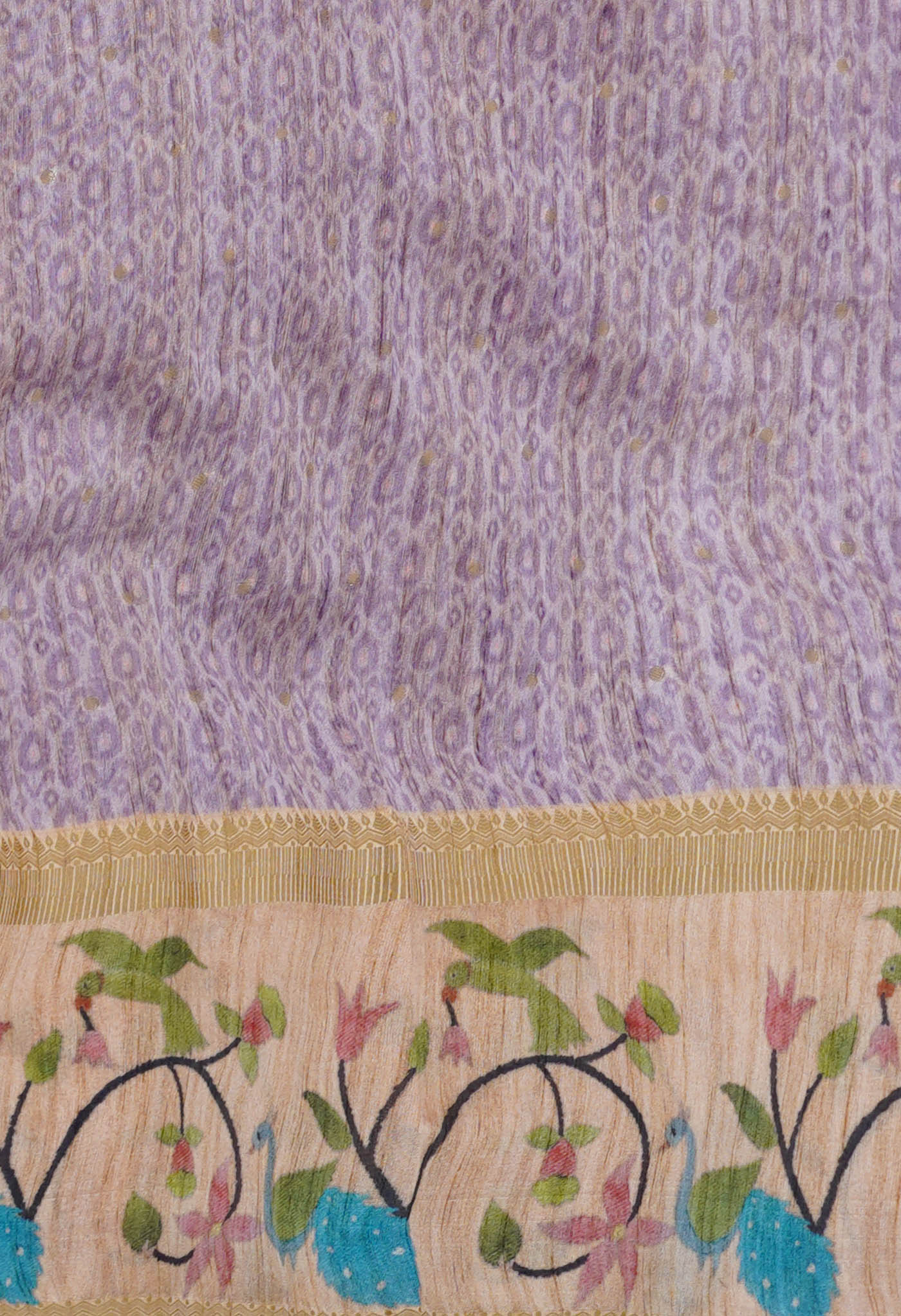 Pale Lavender Violet Dupion Digital Printed Banarasi Silk Saree