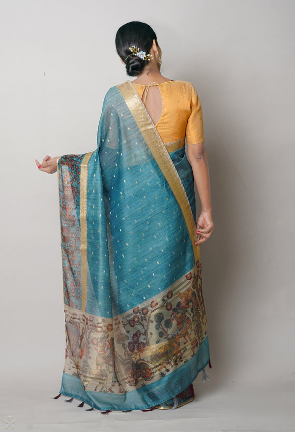 Pale Mint Green  Dupion Digital Printed Banarasi Silk Saree-UNM75219