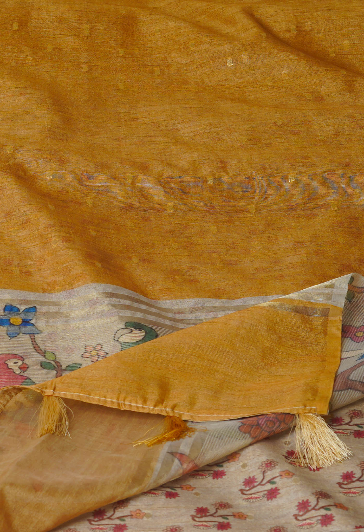 Mustard Yellow  Dupion Digital Printed Banarasi Silk Saree-UNM75224
