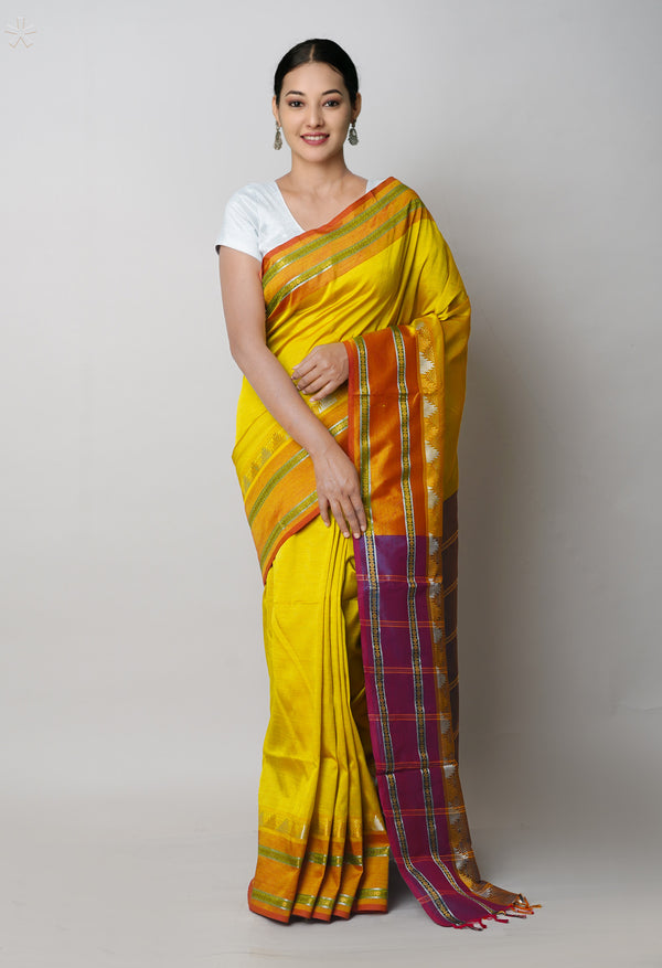 Light Mehendi Green Pure  Chettinad Silk Saree-UNM75253