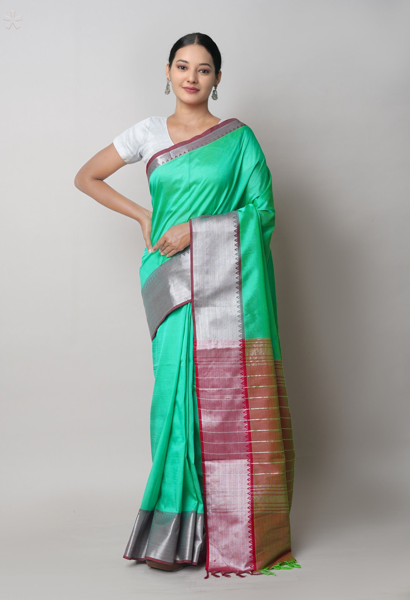 Green Pure Handloom Mangalgiri Silk Saree