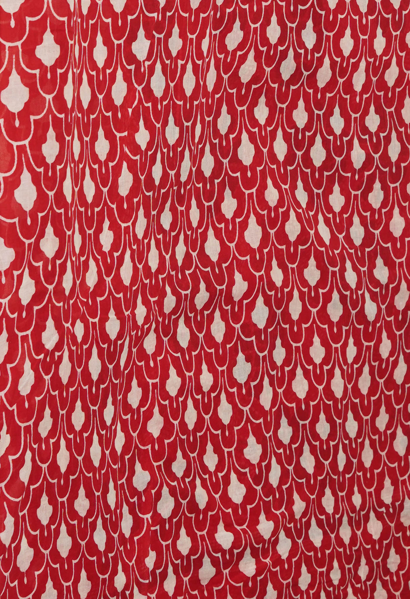 Red Pure Ajrakh Printed Superfine Mulmul Cotton Saree