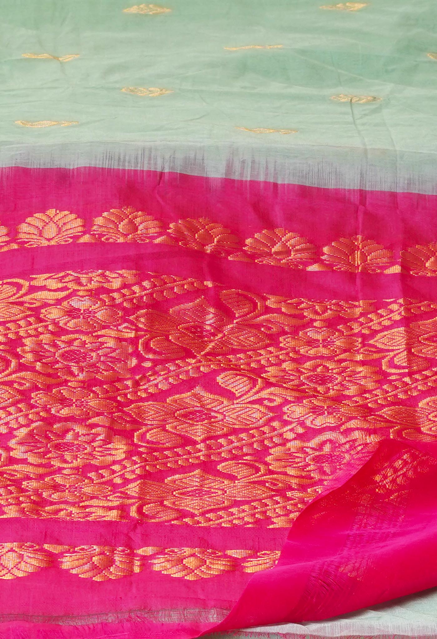 Green Pure Handcrafted Gadwal cotton Saree