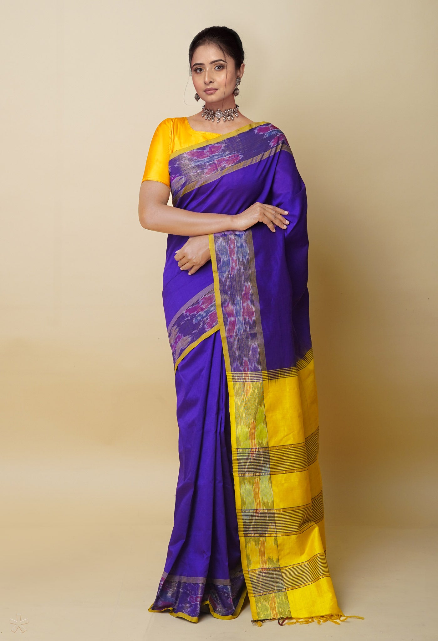 Violet  Pochampally Cotton Silk Saree-UNM75387