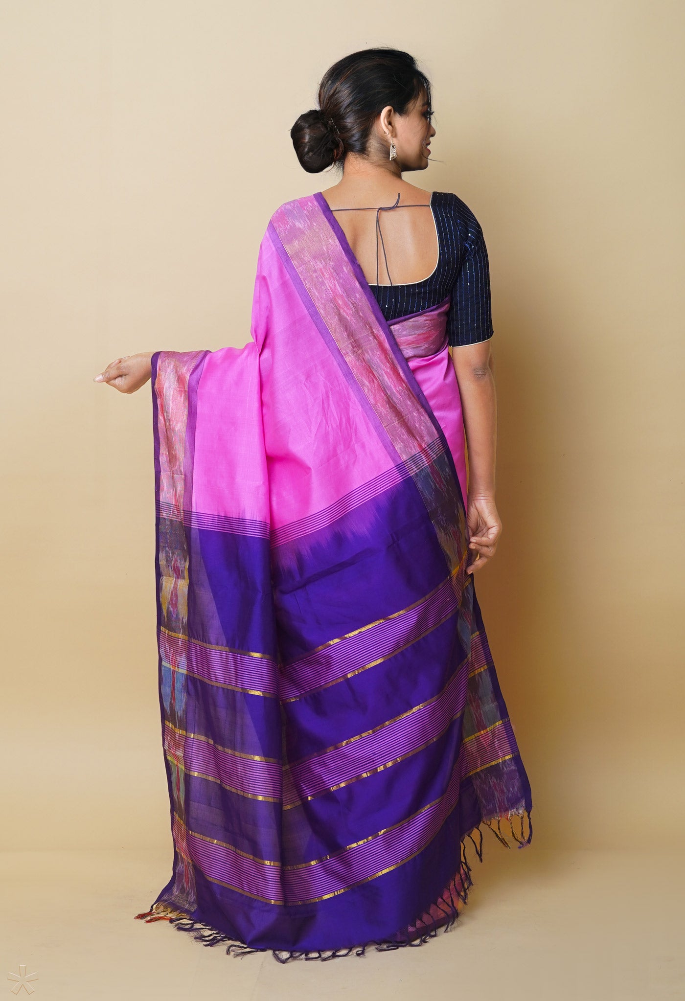 Pink  Pochampally Cotton Silk Saree-UNM75389