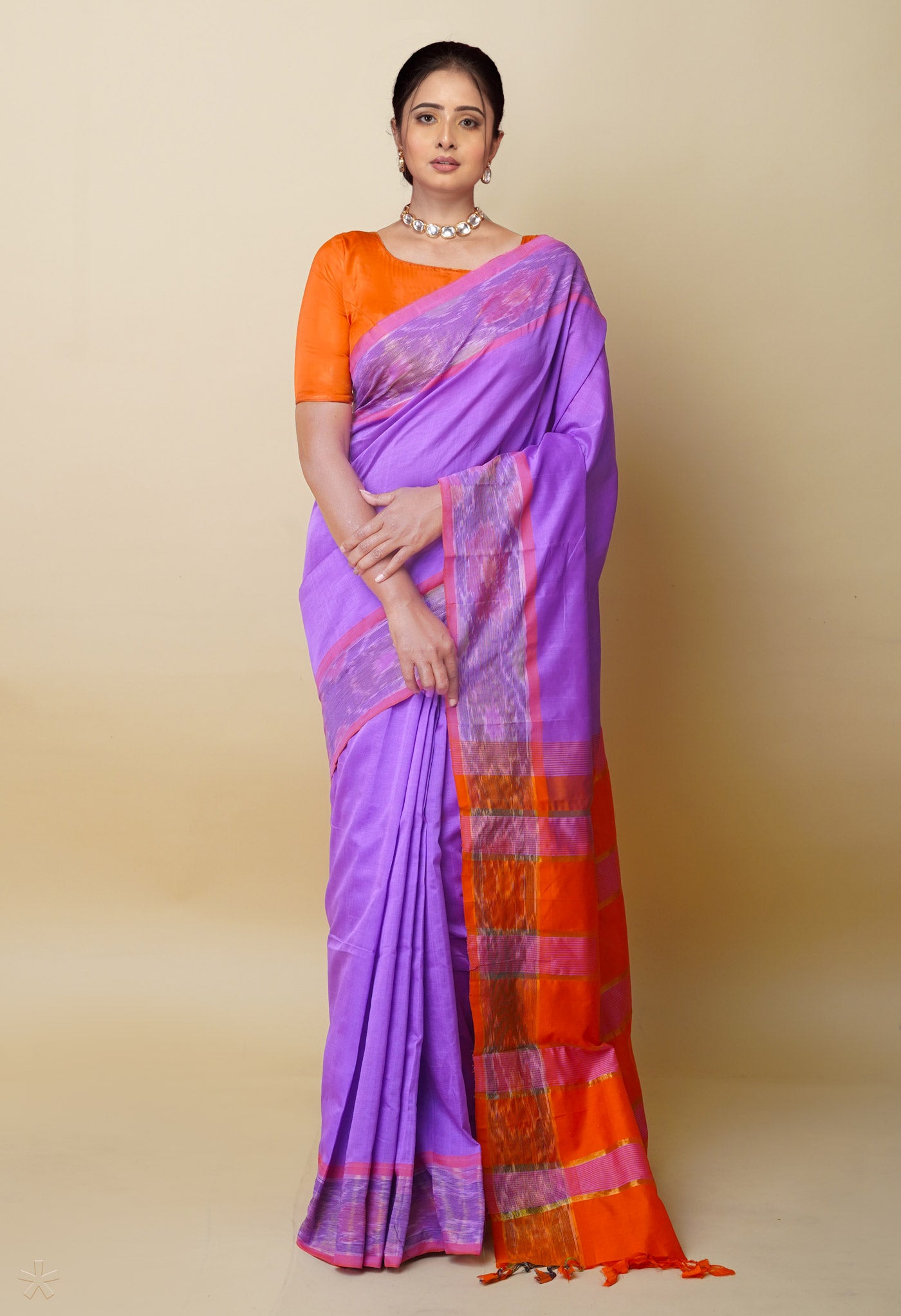 Pale Pink Pochampally Cotton Silk Saree