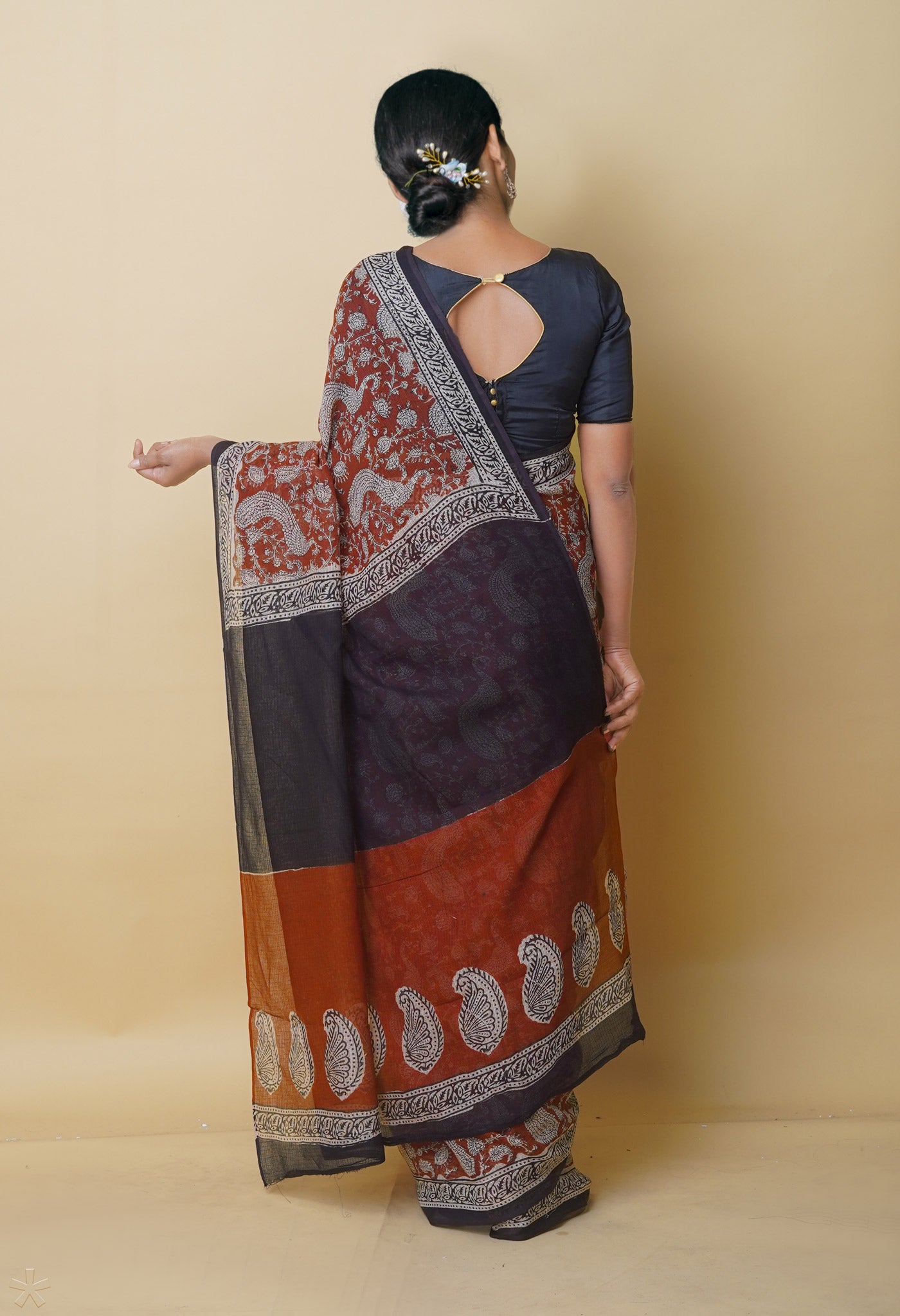 Red Pure Bagru Printed Kota Cotton Saree