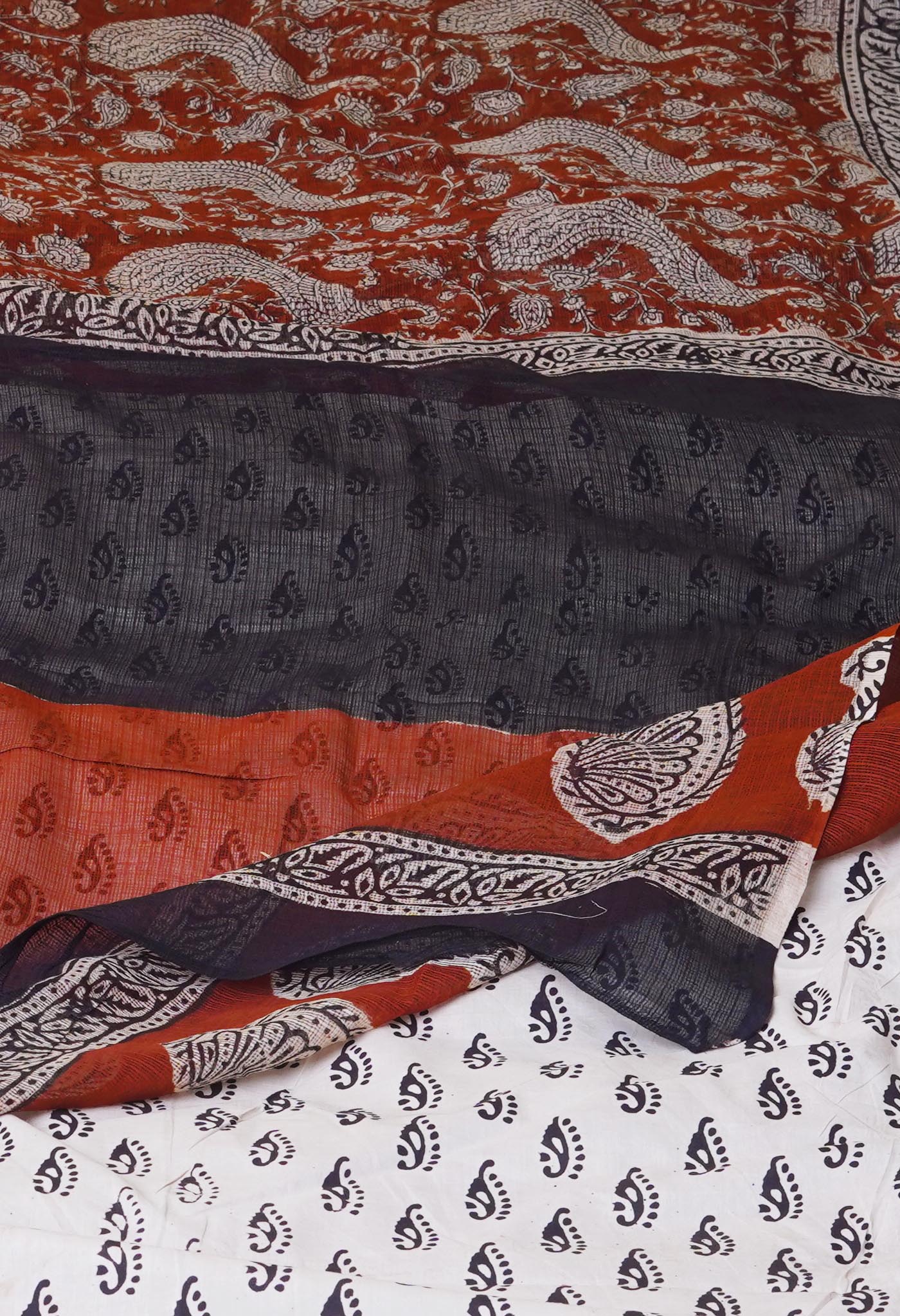 Red Pure Bagru Printed Kota Cotton Saree