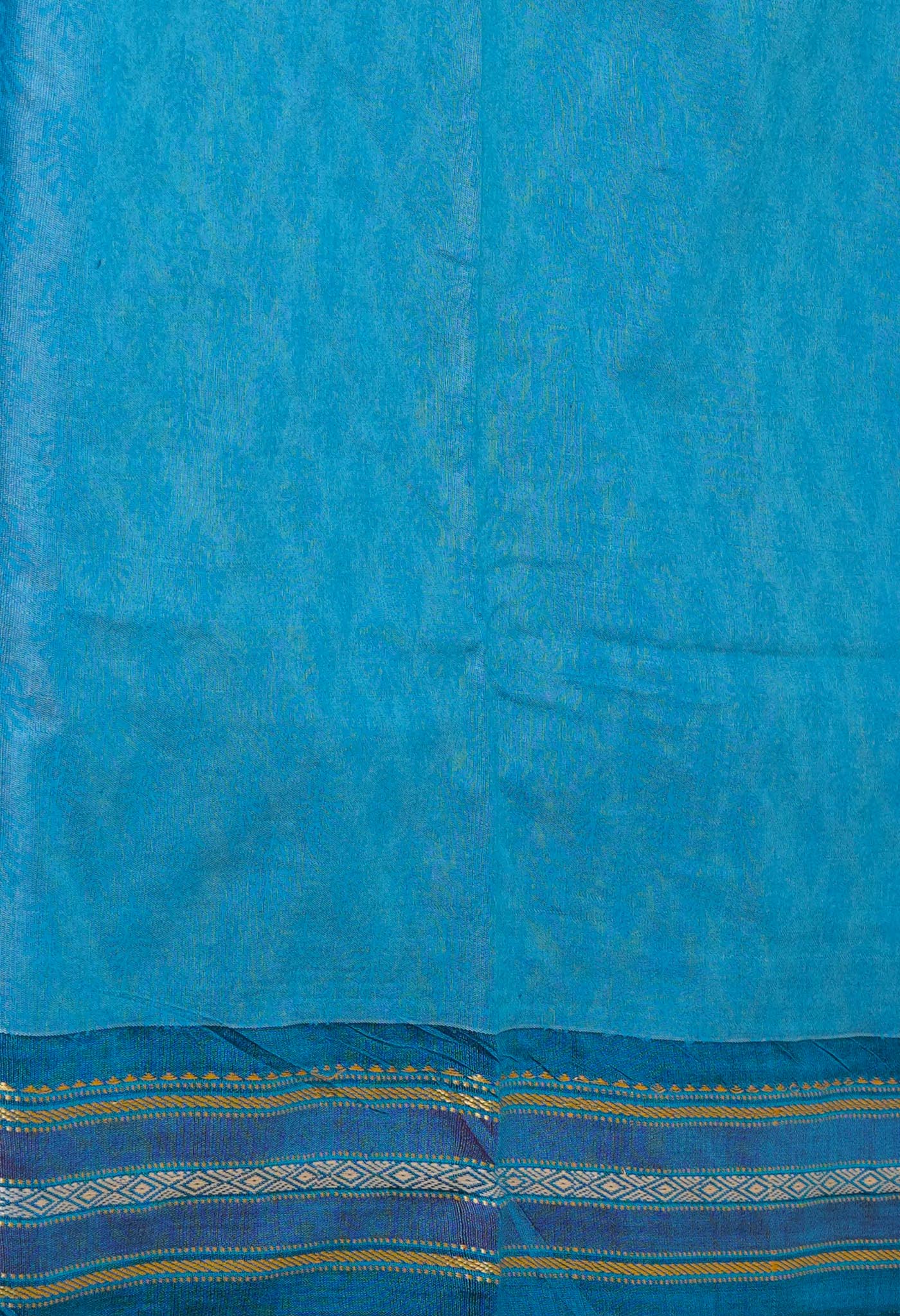 Blue Pure Handloom Hand Block Printed Vidarbha Tussar Silk Saree-UNM75415