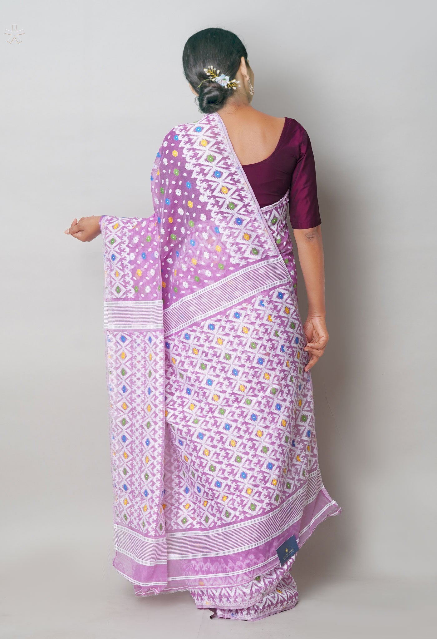 Pink Jamdhani Bengal Cotton Silk Saree