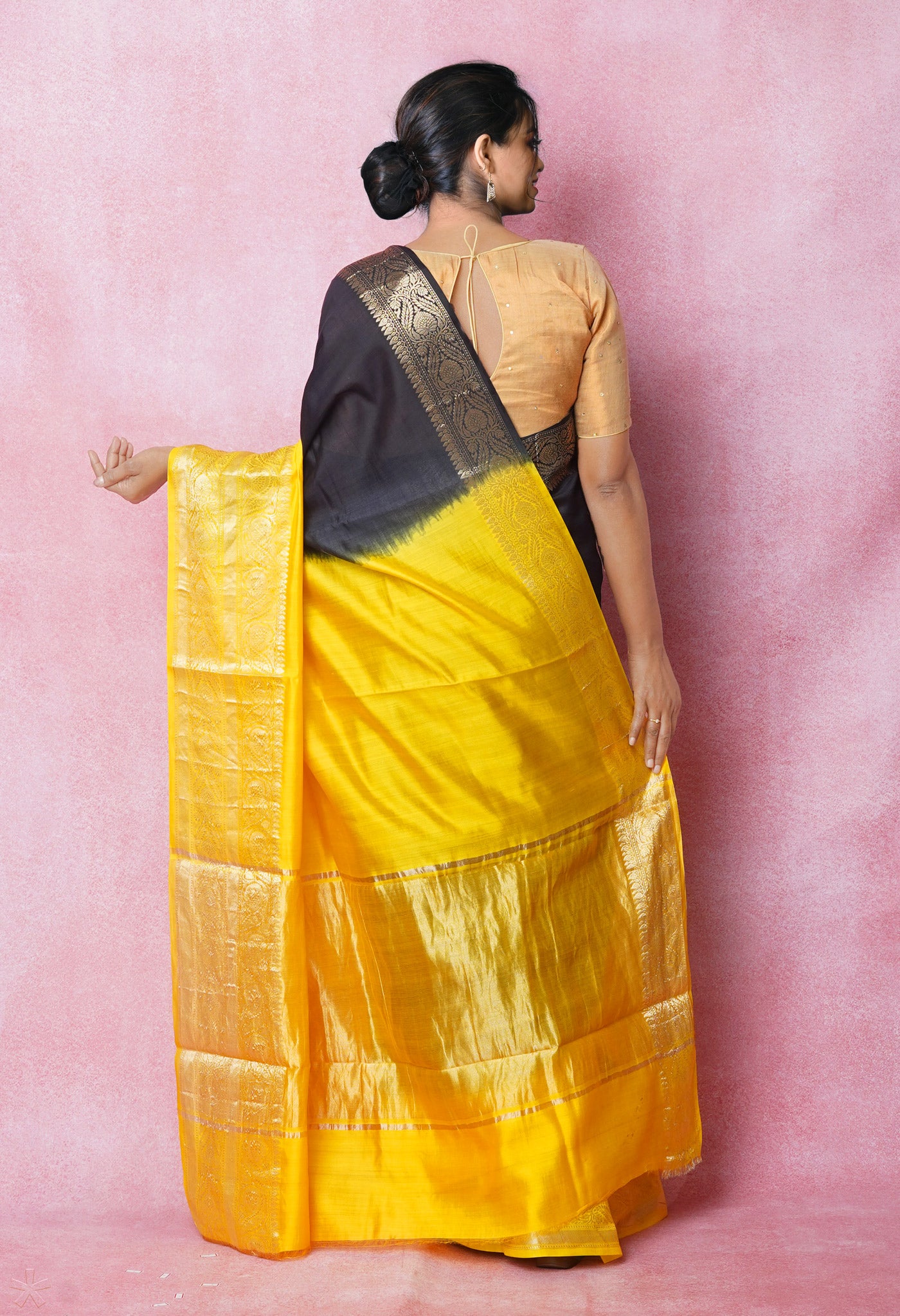 Black Pure Dyed Banarasi Chiniya Silk Saree