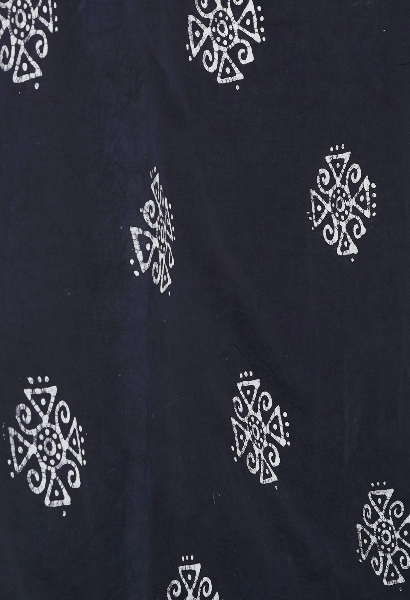 Ivory-Black Pure Wax Batik Hand Block Printed Superfine Mulmul Cotton Saree