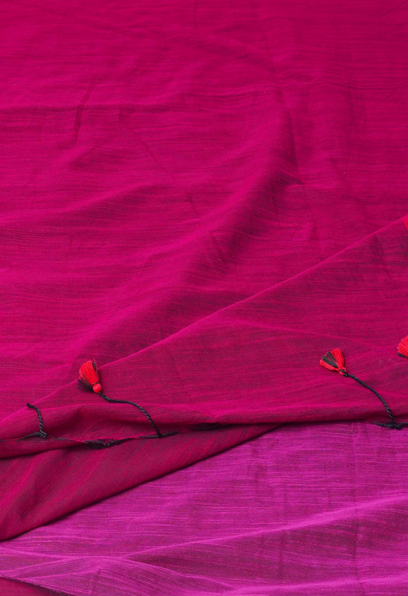 Pink Handloom Plain Mulmul Cotton Saree