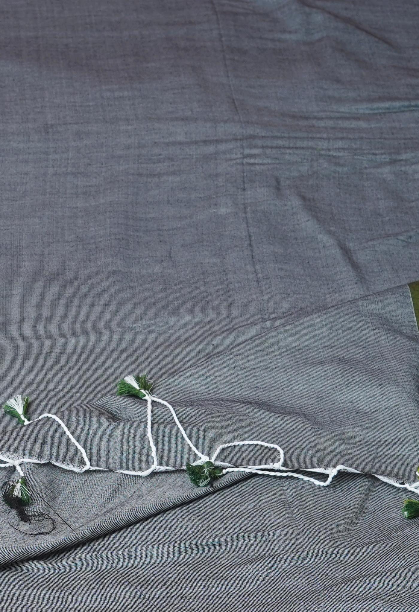 Grey Handloom Plain Mulmul Cotton Saree