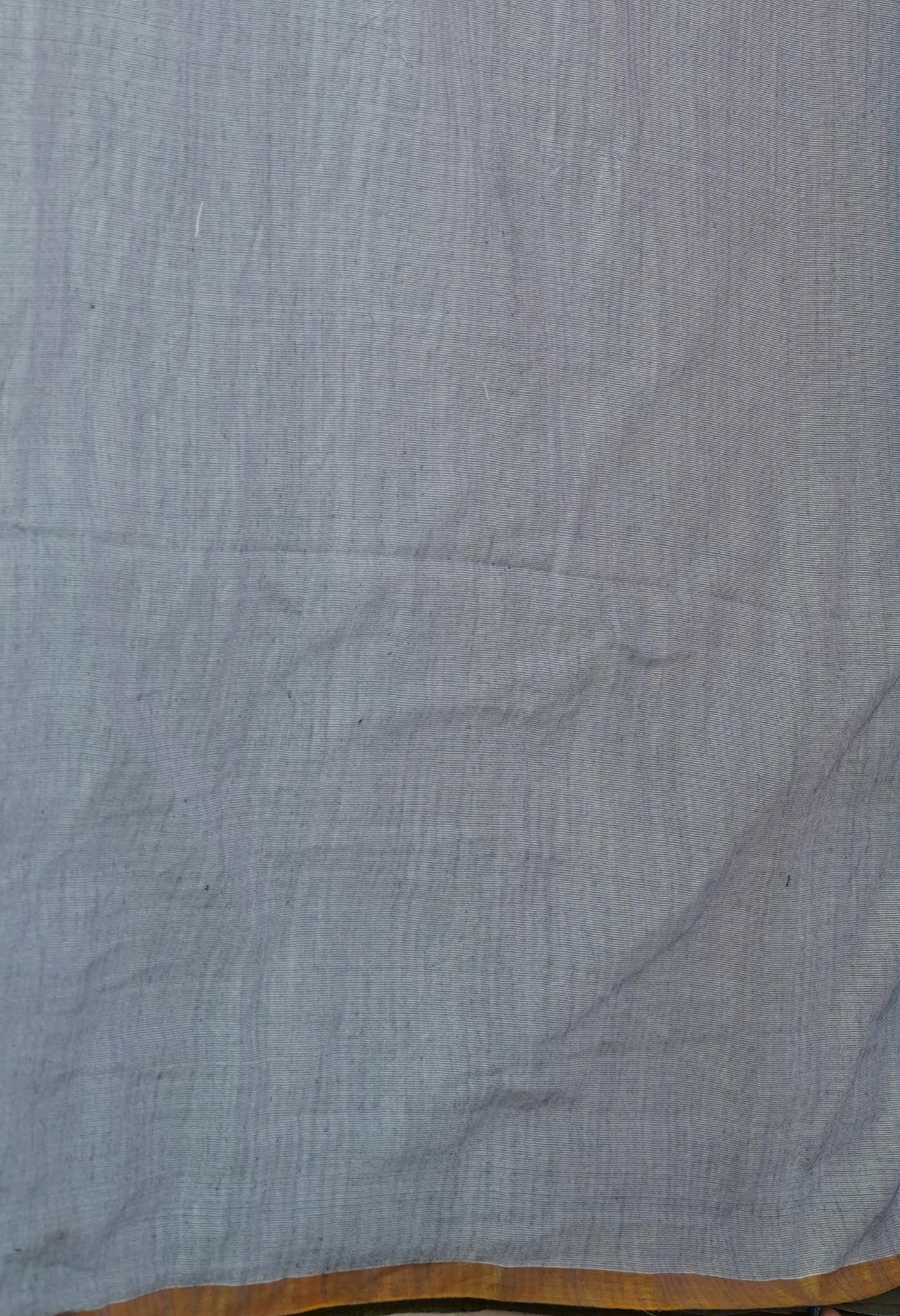 Grey Handloom Plain Mulmul Cotton Saree