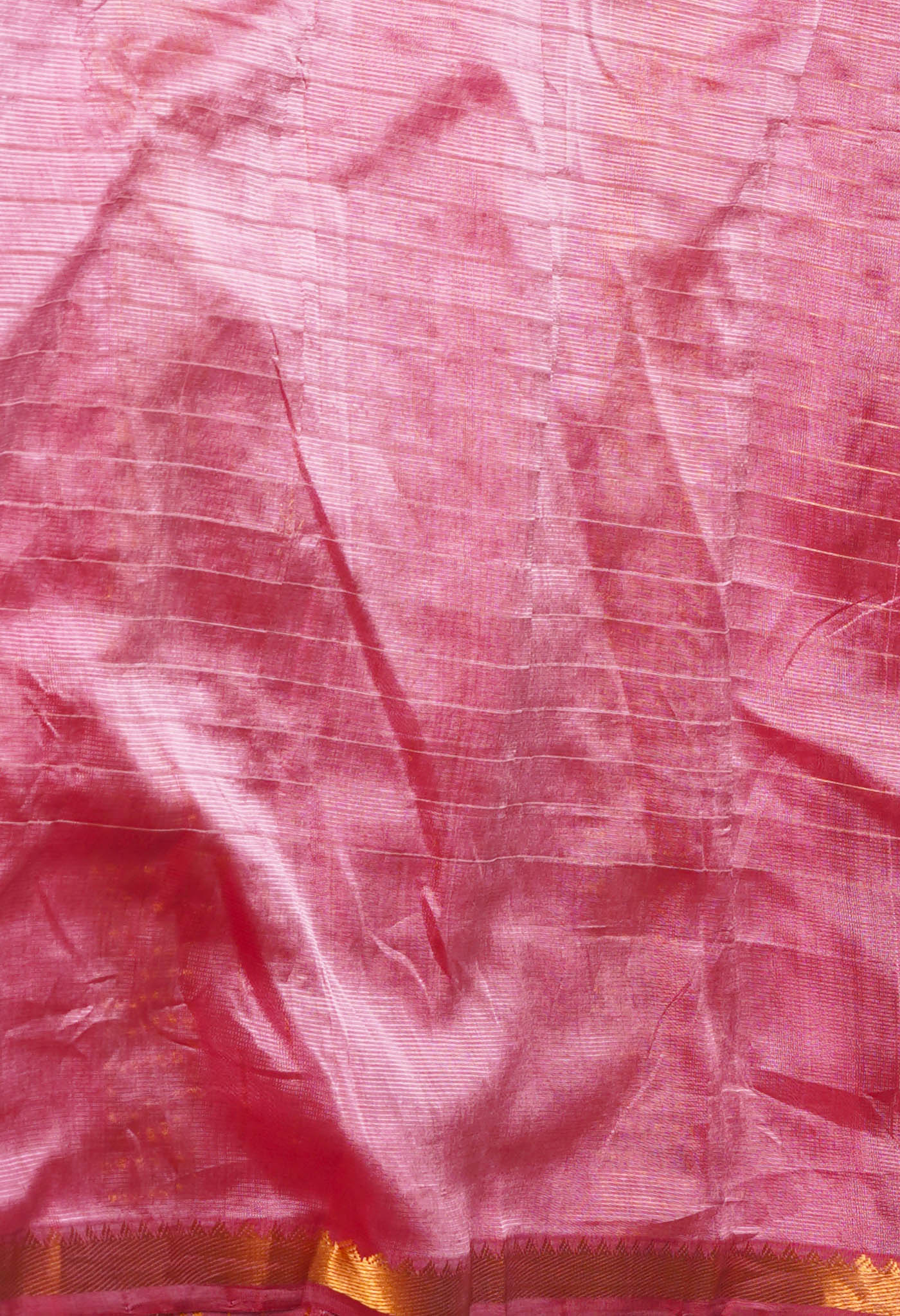 Pastel Peach Pink Pure  Zari Weaving Checks Mangalgiri Soft Silk Saree