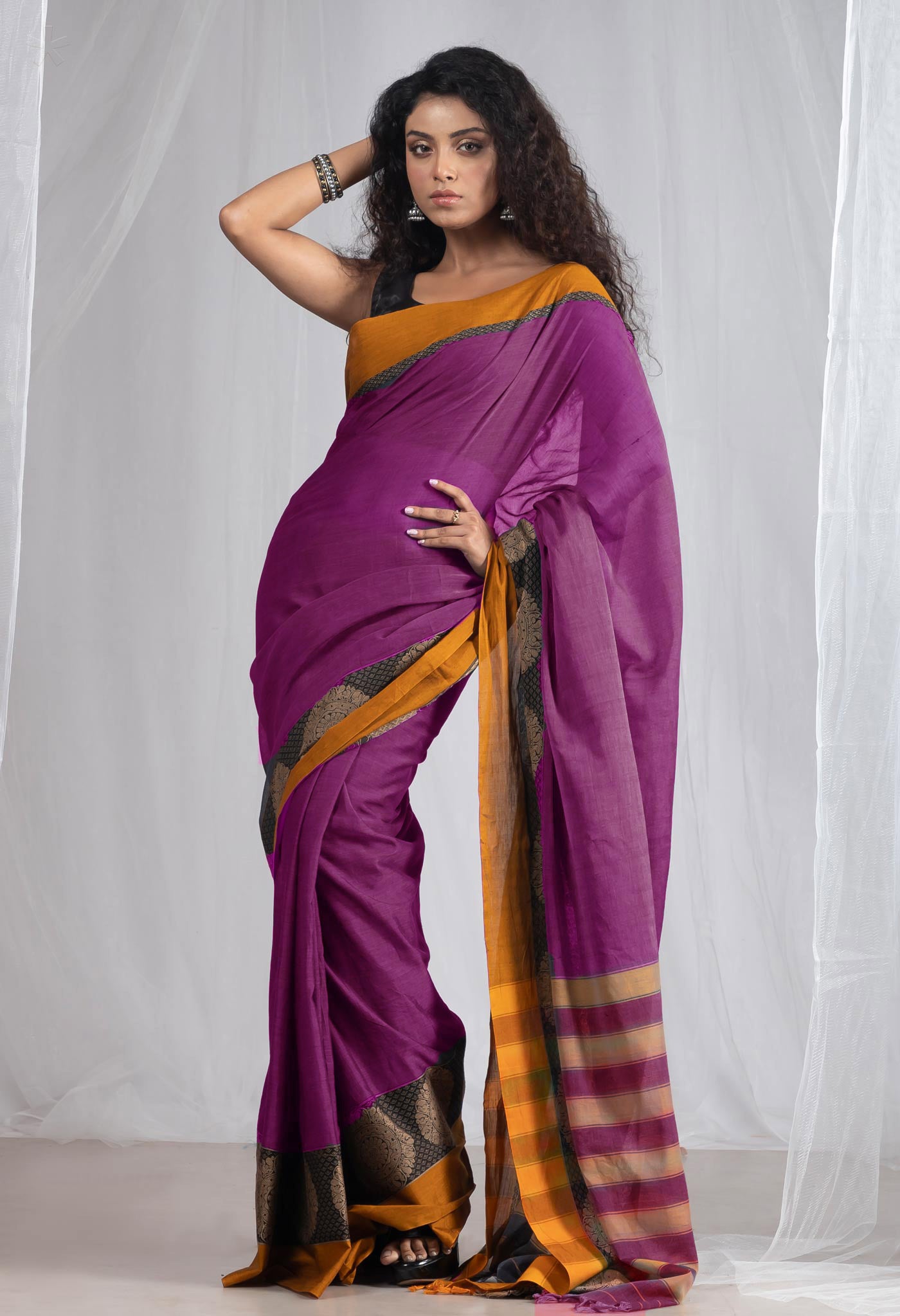 Dark Pink Pure Handloom Narayani Cotton Saree