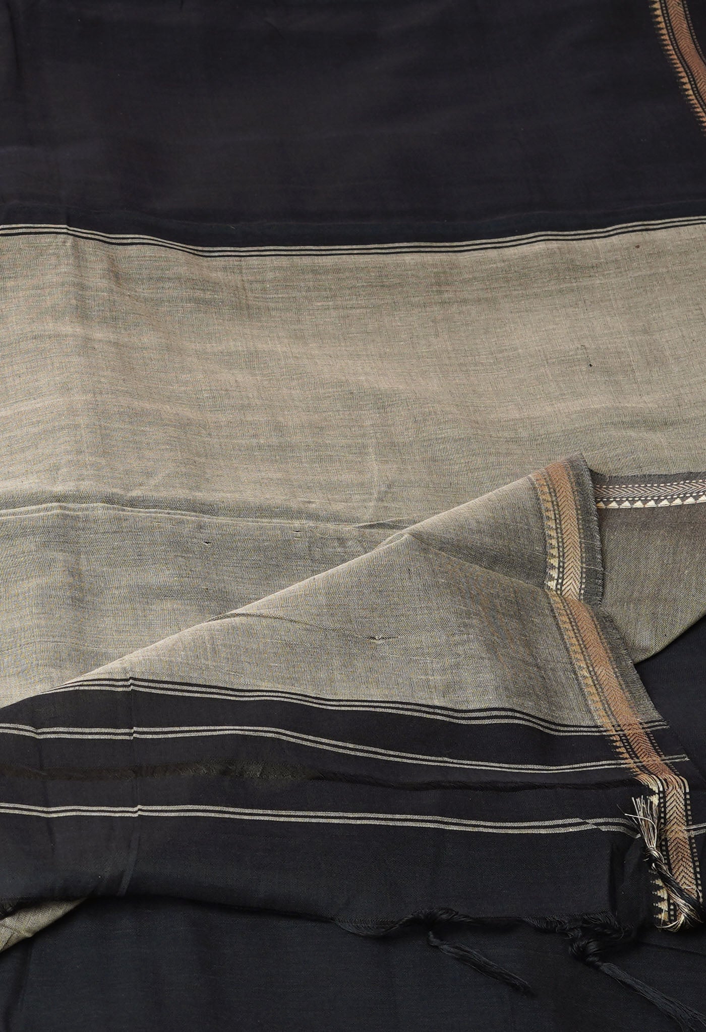 Black Pure Handloom Narayani Cotton Saree