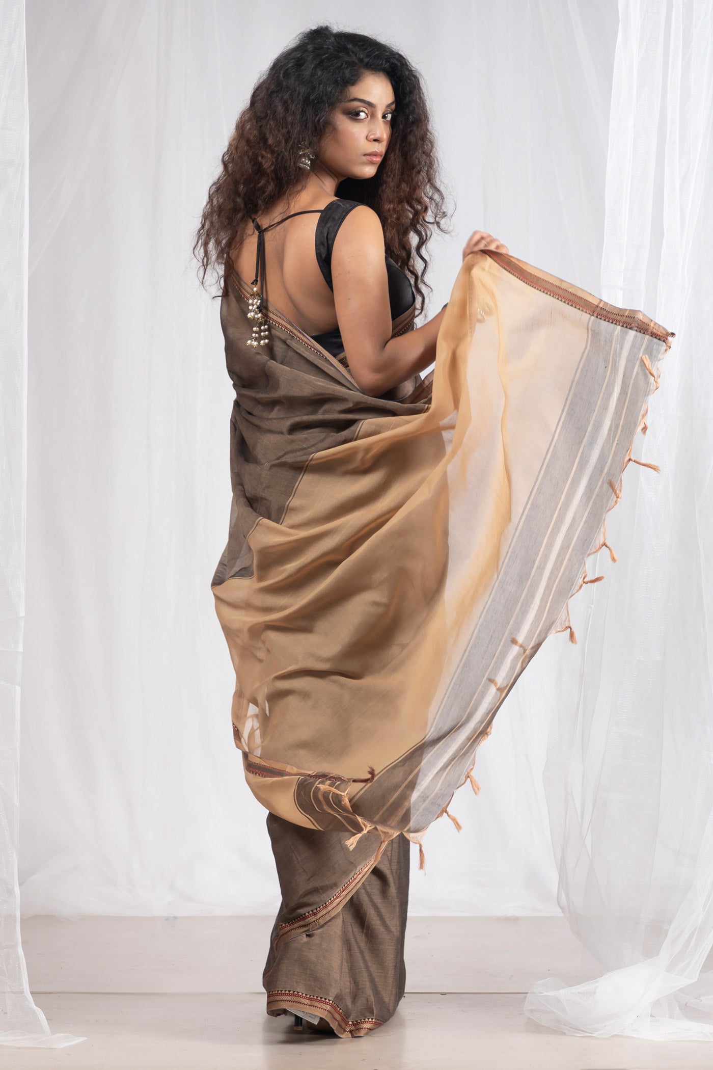 Cream Pure Handloom Narayani Cotton Saree
