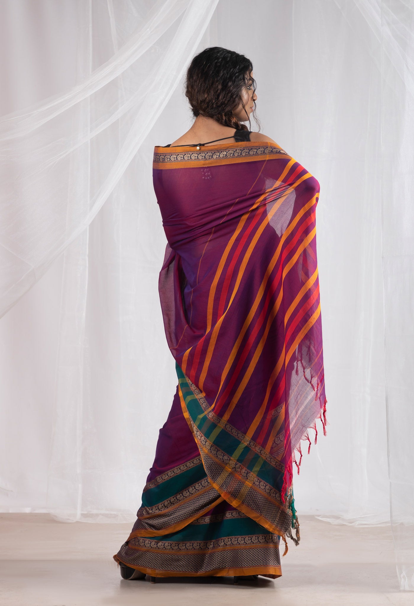 Purple Pure Handloom Narayani Cotton Saree