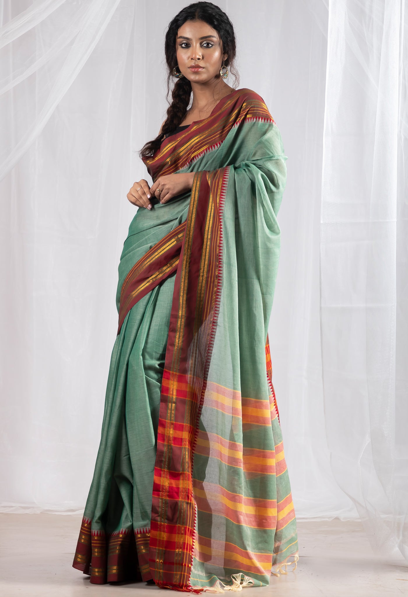 Green Pure Handloom Narayani Cotton Saree