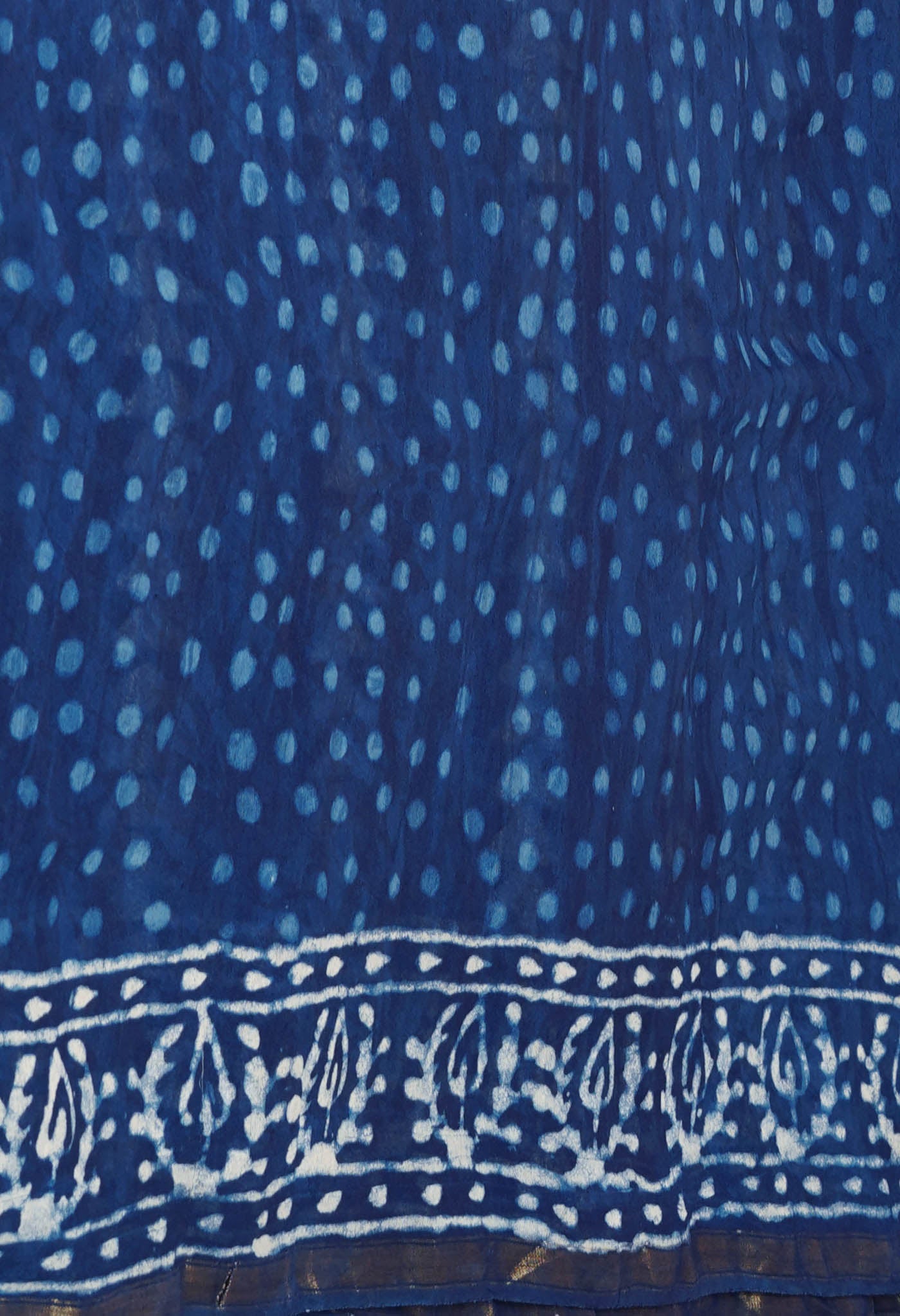 Indigo Blue Pure  Pashmina Block Printed Chanderi Sico Saree