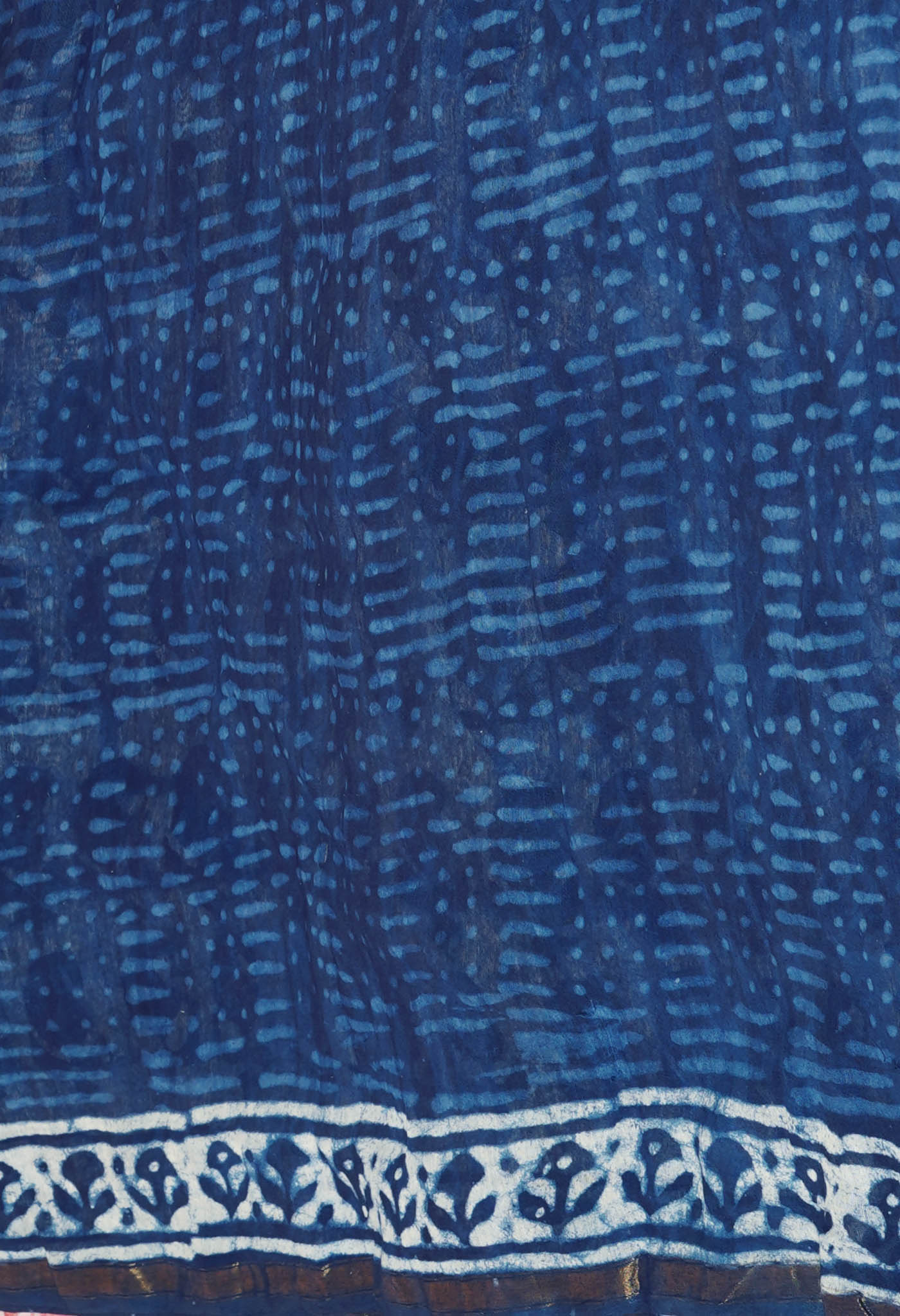 Indigo Blue Pure  Pashmina Block Printed Chanderi Sico Saree-UNM75912