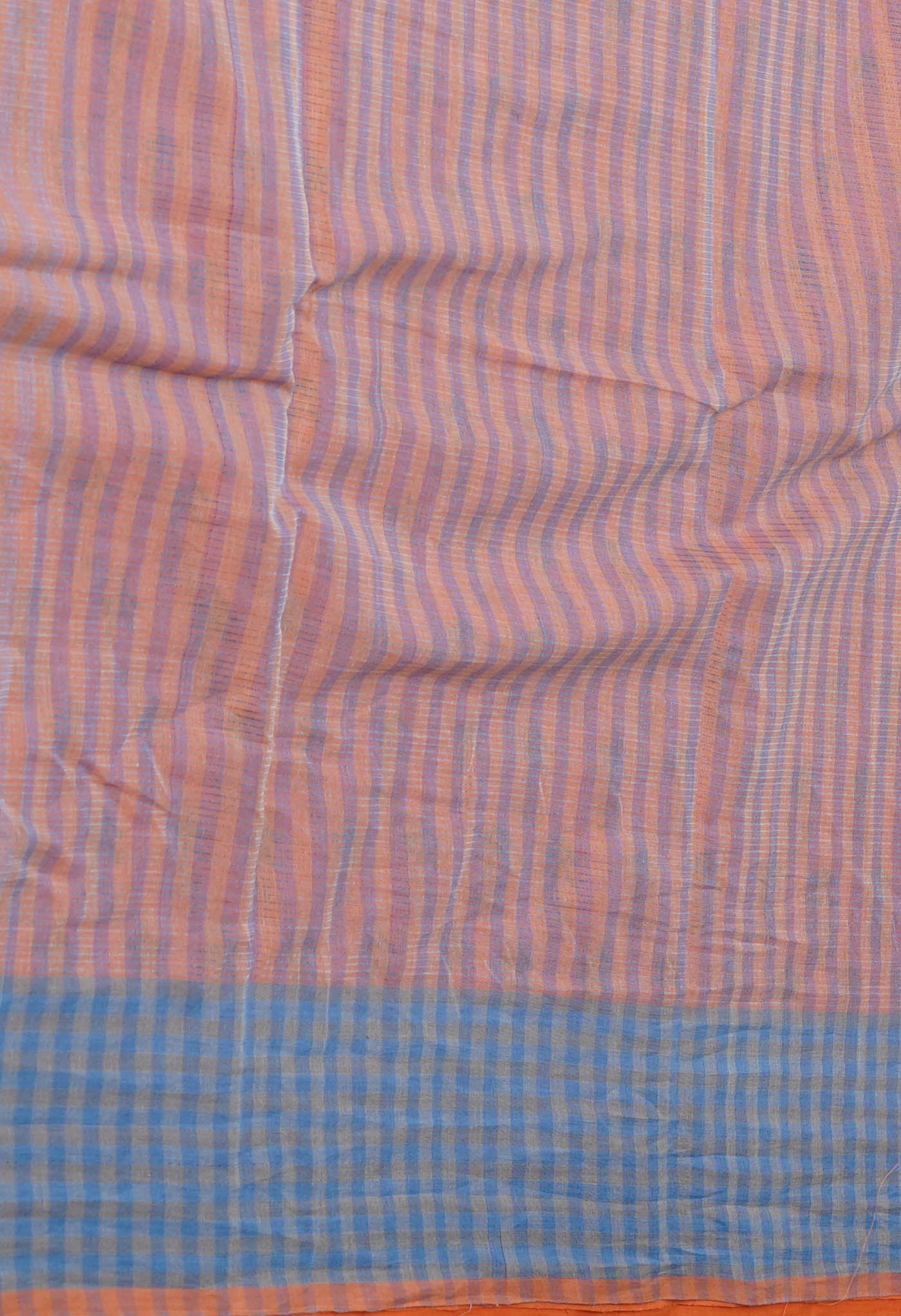 Orange Pure  Block Printed Mangalgiri Cotton Saree