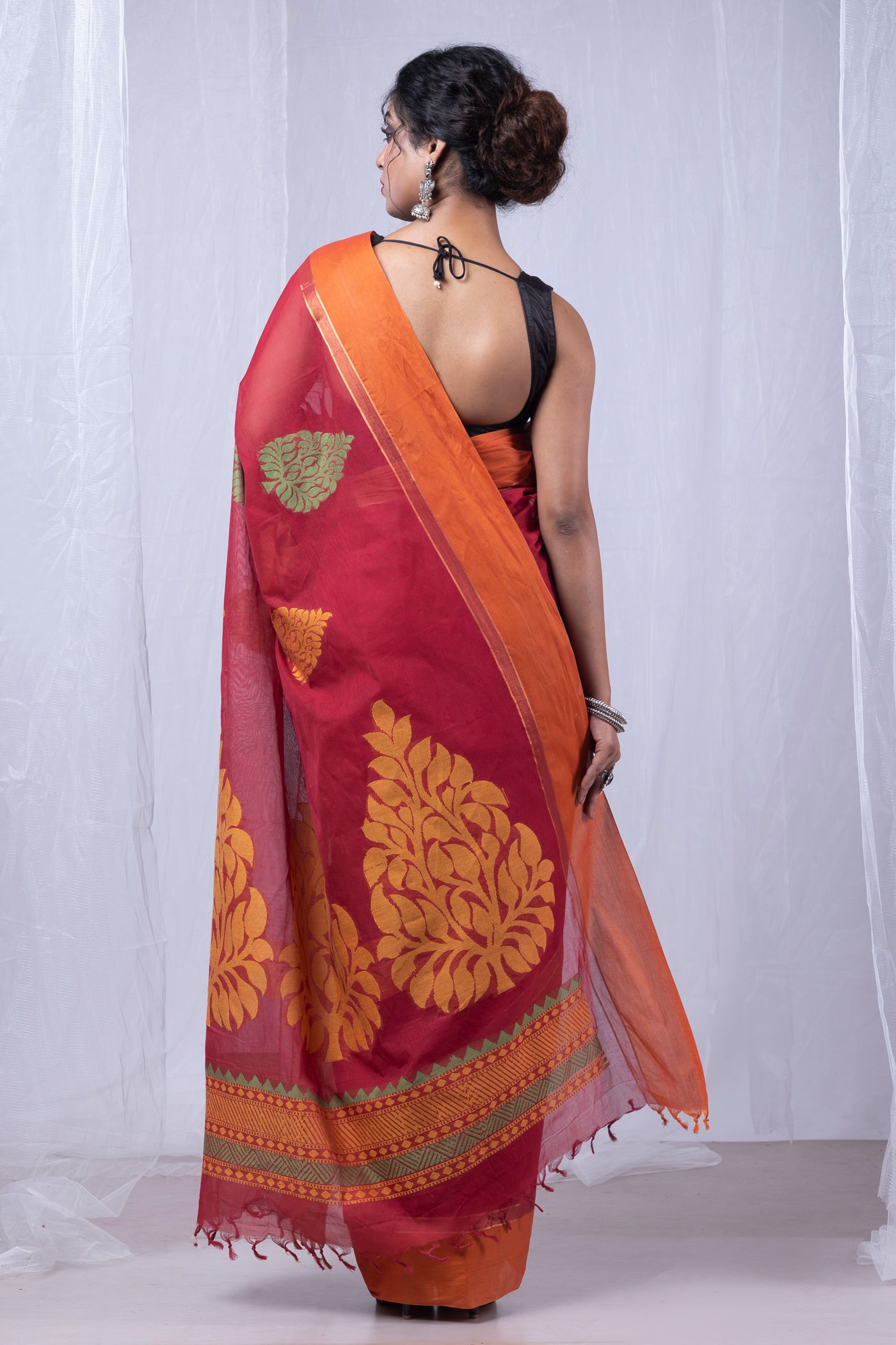 Maroon Pure  Chettinad Soft Cotton Saree