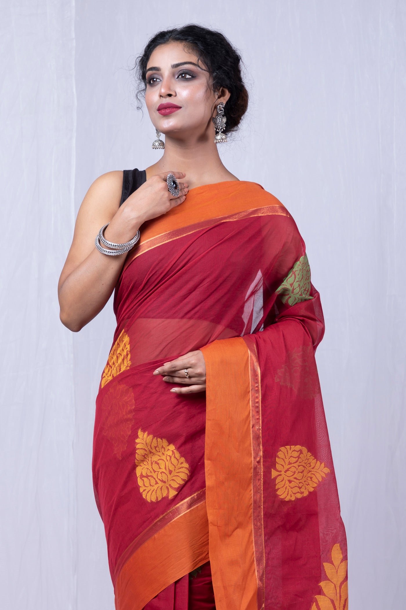 Maroon Pure  Chettinad Soft Cotton Saree