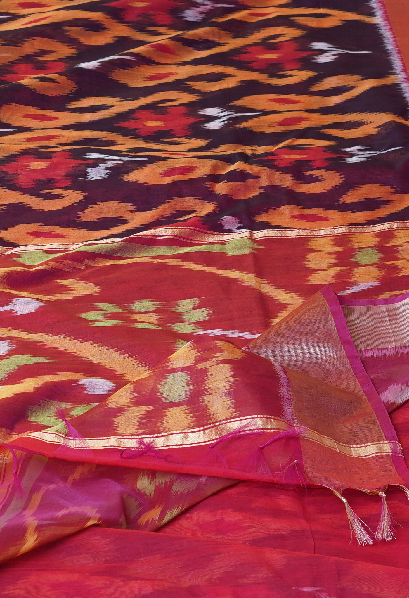 Purple Pure Handloom Ikat Pochampally Sico Saree