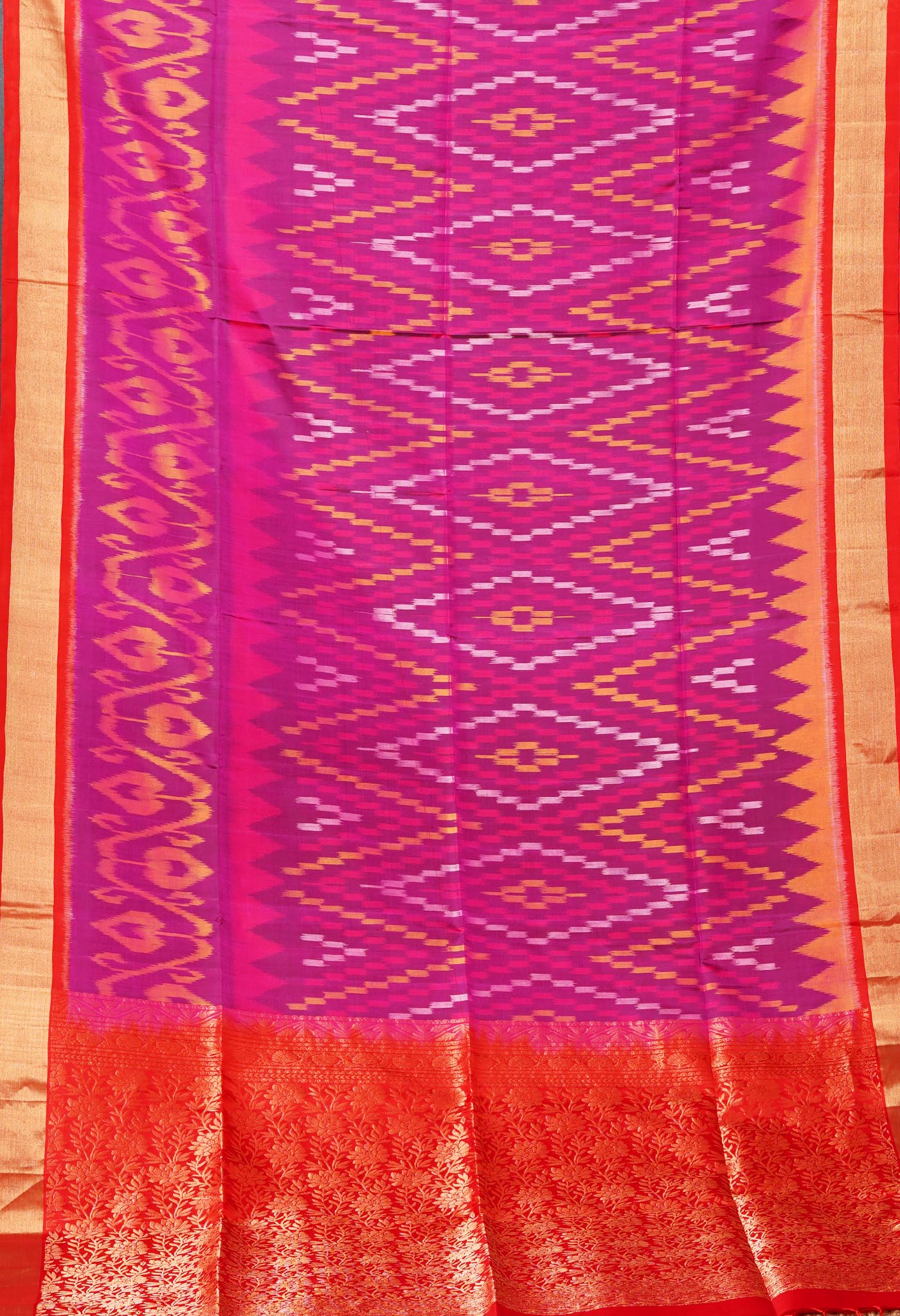 Purple Pure Handloom Ikat Pochampally Pattu Silk Saree