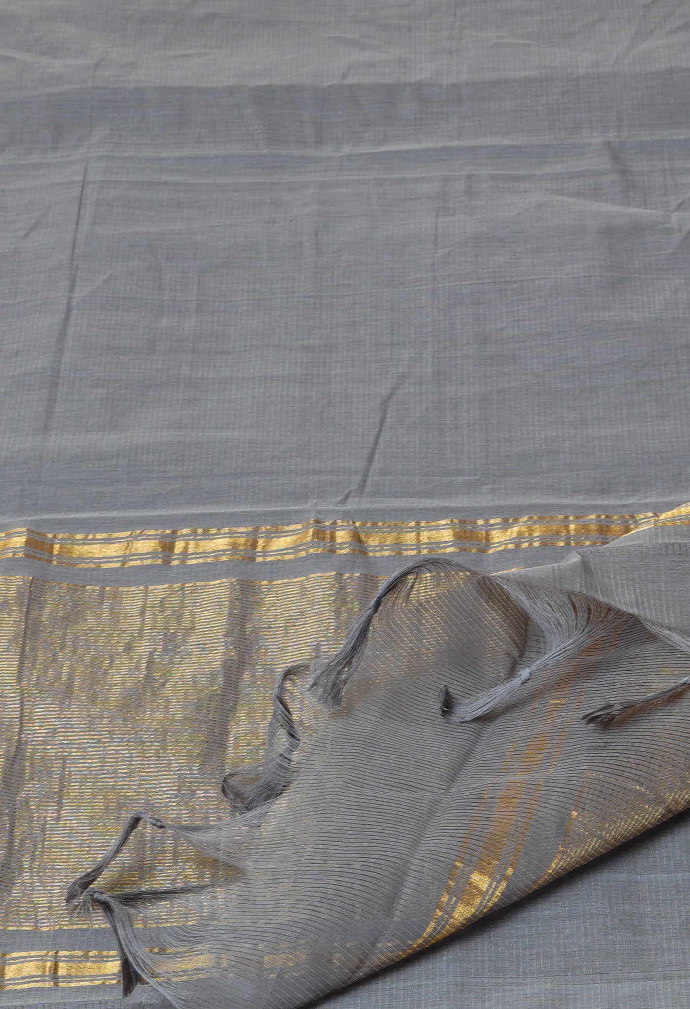 Grey Pure Handloom Mangalagiri Cotton Saree
